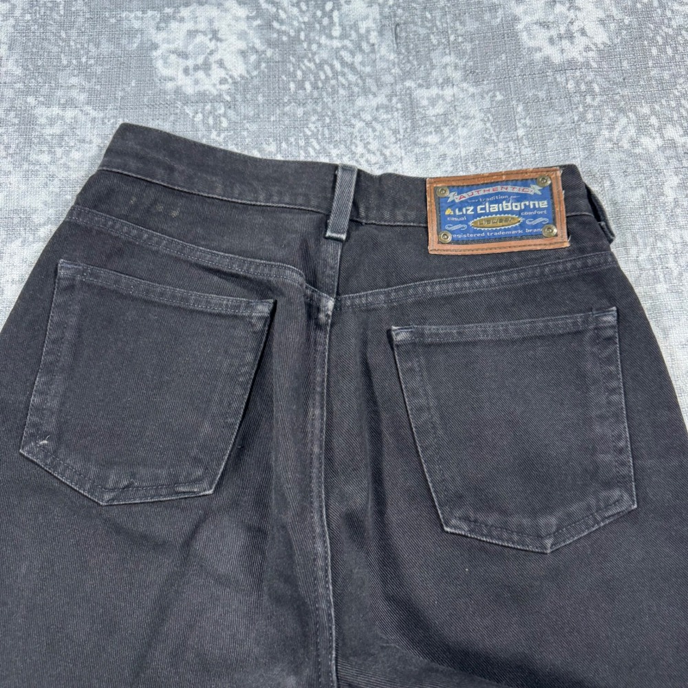 Vintage 80s Liz Claiborne Lizwear Jeans Women's 24 Black High Rise Straight Leg - Picture 12 of 14